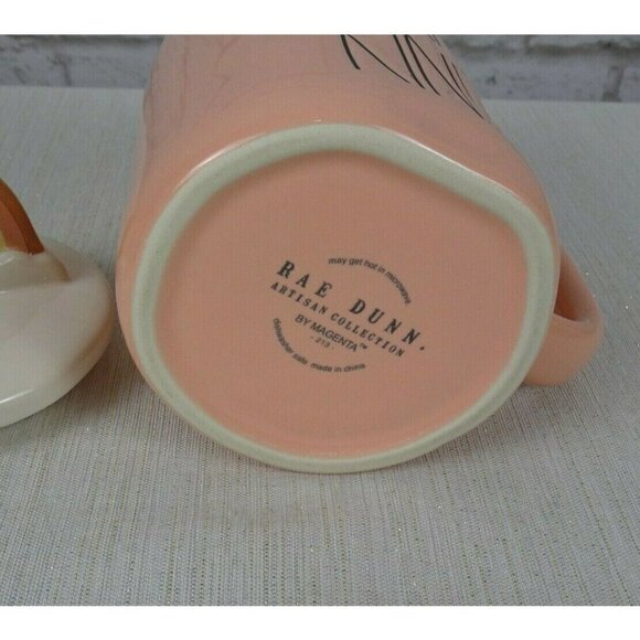New RAE DUNN Rainbow 🌈 Figural Coffee Mug Human Kind Blush Pink With Lid Decor - Picture 10 of 12